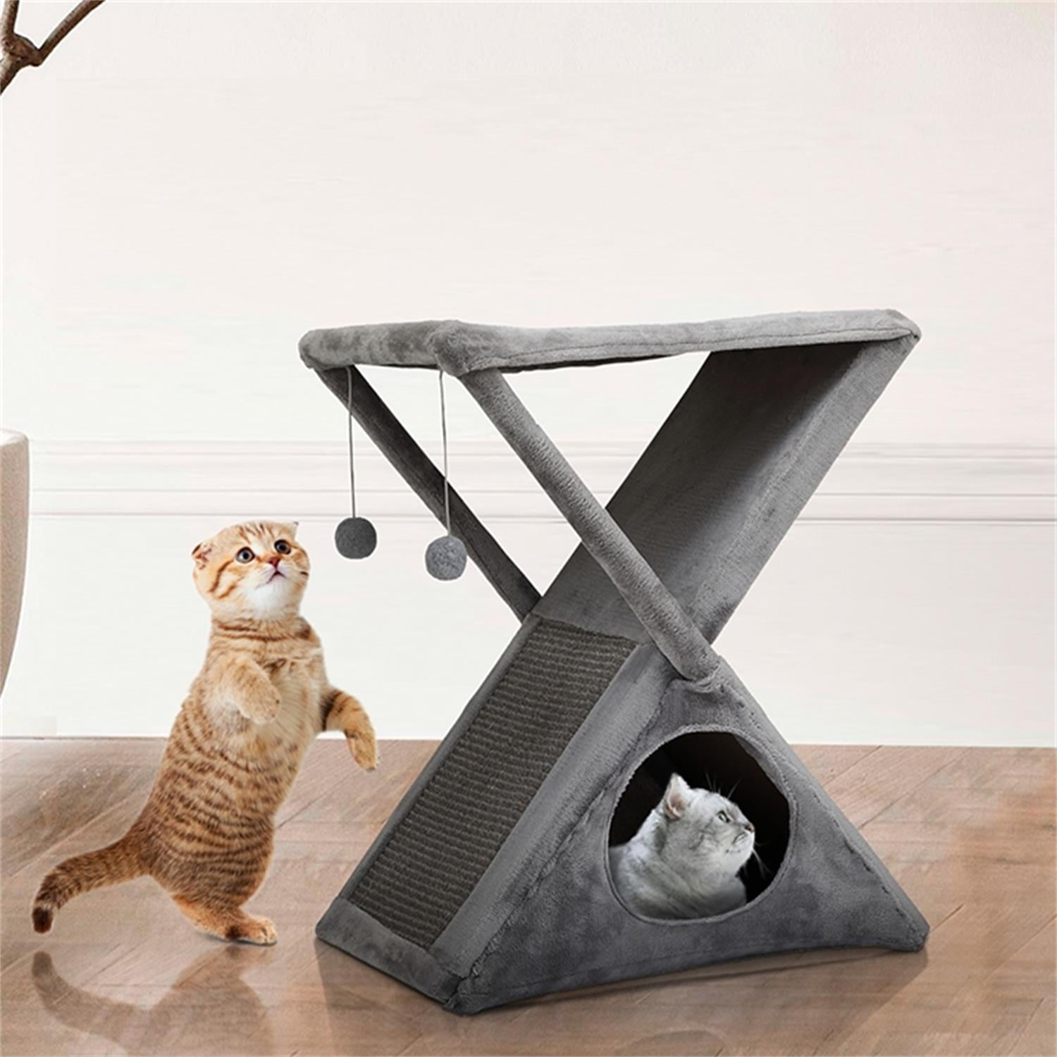 Pefilos Fold and Store Cat Tower Tree Cat Nest Hammock for Kitten Ferret Puppy Rabbit or Small Pet, Gray Pefilos Fold and Store Cat Tower Tree Cat Nest Hammock for Kitten Ferret Puppy Rabbit or Small Pet, Gray