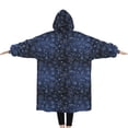 thumbnail image 2 of Oversized Wearable Blanket Hoodie,Dark Blue Christmas Snowflake Pattern Sherpa Blanket Hoodie with Super Pockets,Super Warm Fuzzy Pullover for Women & Men, 2 of 6
