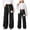Black, variant on Girls' Lightweight Straight Wide Leg Pants with Pockets Stars Print Minimalist Casual Trendy Cargo Sweatpants - Sports Outdoor Back to School (Spring & Fall)
