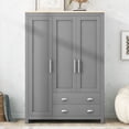 thumbnail image 4 of BARONAGE Three Door Storage Wardrobe with Cabinets and Two Hanging Rods, Gray, 4 of 9