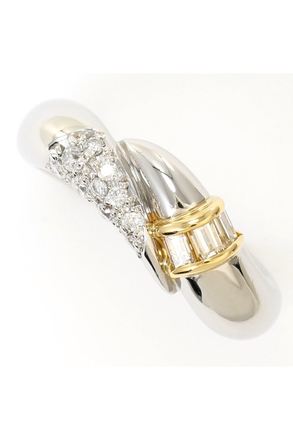 Pre-Owned PT900 Platinum 18K Yellow Gold Ring with 0.30 ct Diamond, Certificate of...