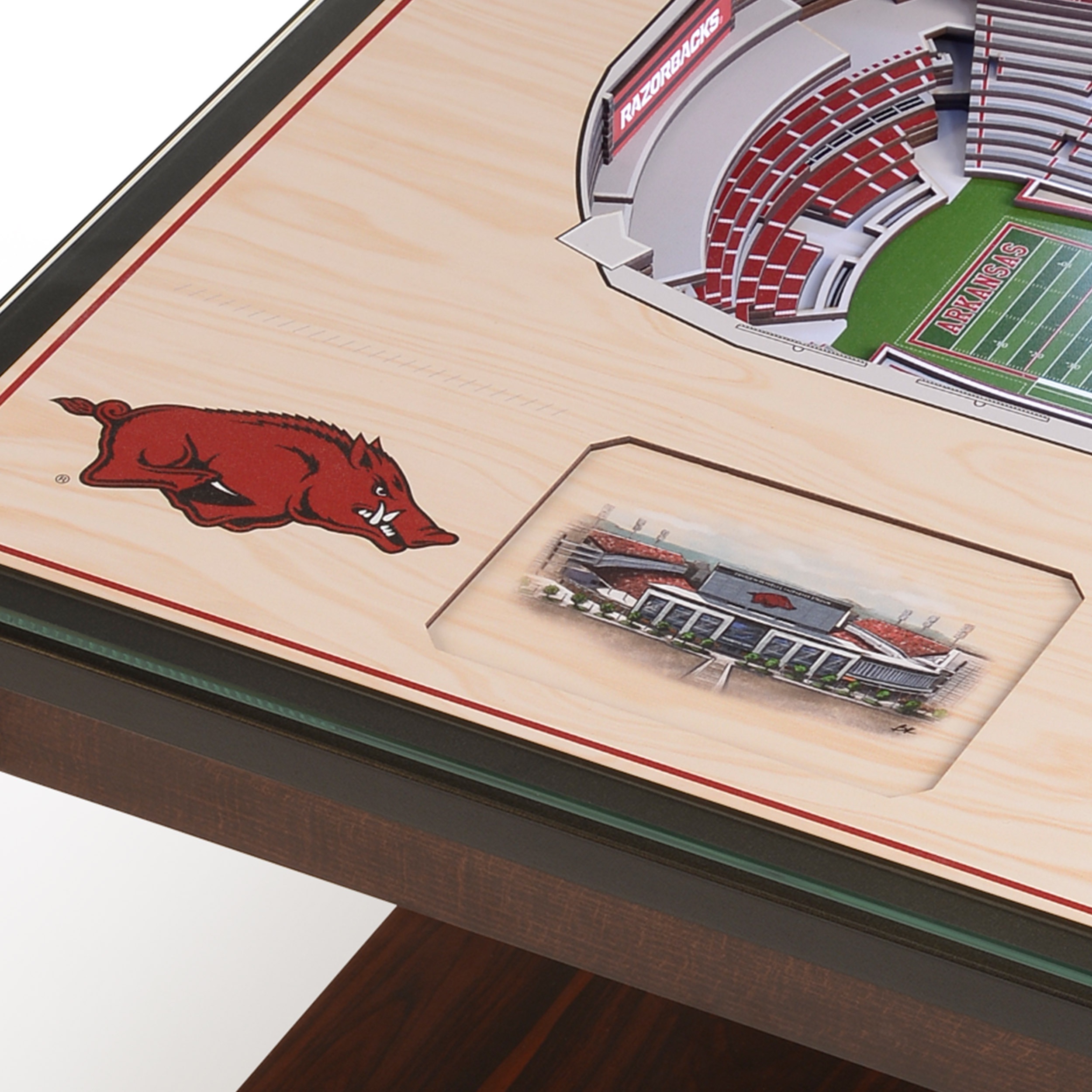 Arkansas Razorbacks 25-Layer StadiumViews Lighted End Table
