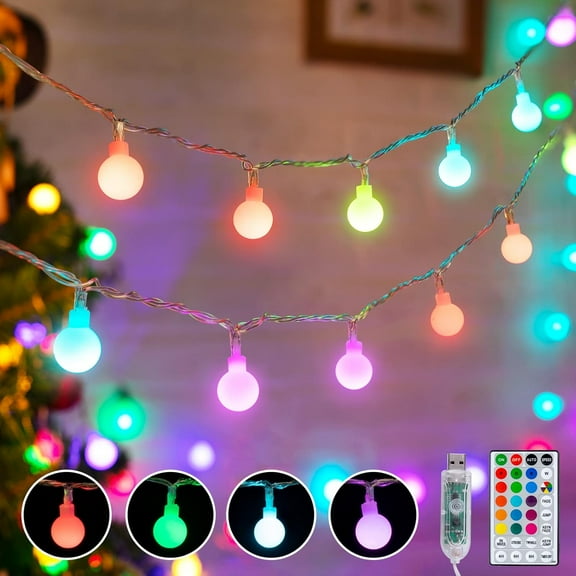 TT - Color Changing Globe String Lights,33Feet 100 LEDs USB Ball Fairy Lights Plug in with Timer Remote,Christmas Lights for Camping Dorm Party Wedding Indoor Outdoor Decoration(16Color Multicolor)