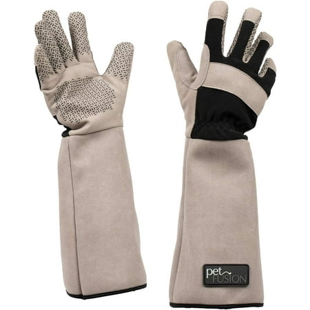 PetFusion Multipurpose Pet Grooming Gloves Great for Trips to Vet, Pet Grooming & Bathing, Puncture, Scratch & Water Resistant, Small Grey