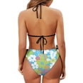 thumbnail image 6 of Chririnla Women's Halter Triangle Bikini Set Lime Green Top with Tropical Floral Print Bottom Sexy Tie Side Two Piece Swimsuit for Beach & Vacation, 6 of 9