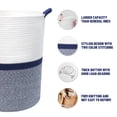thumbnail image 4 of Caroeas XXXL Extra Large Rope Basket, 16''x20'' Woven Storage Basket, Blanket Basket for Living Room, Tall Nursery Basket, Storage Organizer, White and Blue, 4 of 7