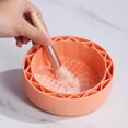 thumbnail image 4 of Brush Holder & Bowl Cleaning Tool, Orange, 1 Piece - Makeup Brush Cleaner Mat with Drying Rack Silicone Makeup Brush Cleaning Mat Scrubber Bowl Make up Brush Cleaner Pad for Cosmet Makeup Organizers, 4 of 6