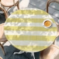 thumbnail image 2 of Yellow Striped Round Tablecloth, Fitted Table Cover with Elastic for 36"-44" Round Tables, Farmhouse Vintage Stripes Table Cloth Outdoor Indoor Dinning Party Waterproof Tablecloths, 2 of 7