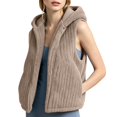 thumbnail image 3 of uublik Fleece Vest for Women Khaki Casual Sleeveless Open Front Winter Warm Fuzzy Jacket with Pockets, 3 of 8