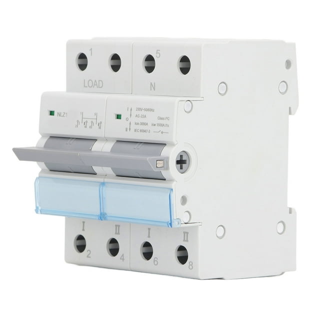 Interruptor de transferencia manual de doble potencia, 230 V CA, 2 polos, montaje en riel DIN, interruptor de transferencia de energía con enclavamiento de un solo lado, 100 A