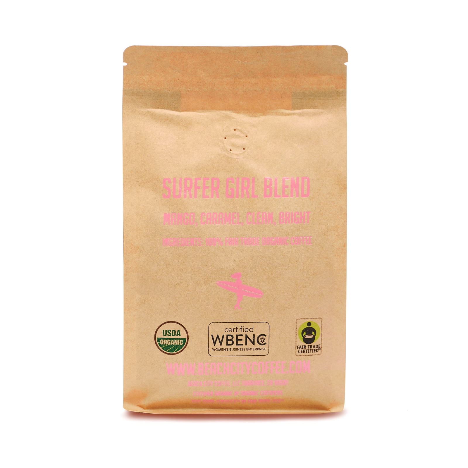 Beach City Coffee, Surfer Girl Blend, Fair Trade Organic, Whole Bean Coffee, Medium Roast