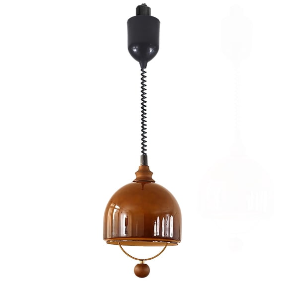Kiven H-Type Track Lighting Pendants,Modern h Track Pendant Lights with Brown Glass Globe,Decorative Track Lighting Fixture Adjustable Height for Restaurant Shop Kitchen Hallway(1-Light)