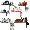 thumbnail image 1 of Adorno para puerta de Halloween, 6 piezas de telaraña de metal con forma de calabaza negra para decoración de esquinas de puertas, letrero de esquina de puerta de Halloween para decoración de puertas, 1 of 7