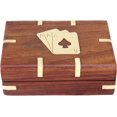 thumbnail image 2 of Playing Card Deck Holder Case Storage Box Handcrafted Wooden Case with Brass Design - Playing Card Box Holder Organizer, 2 of 4