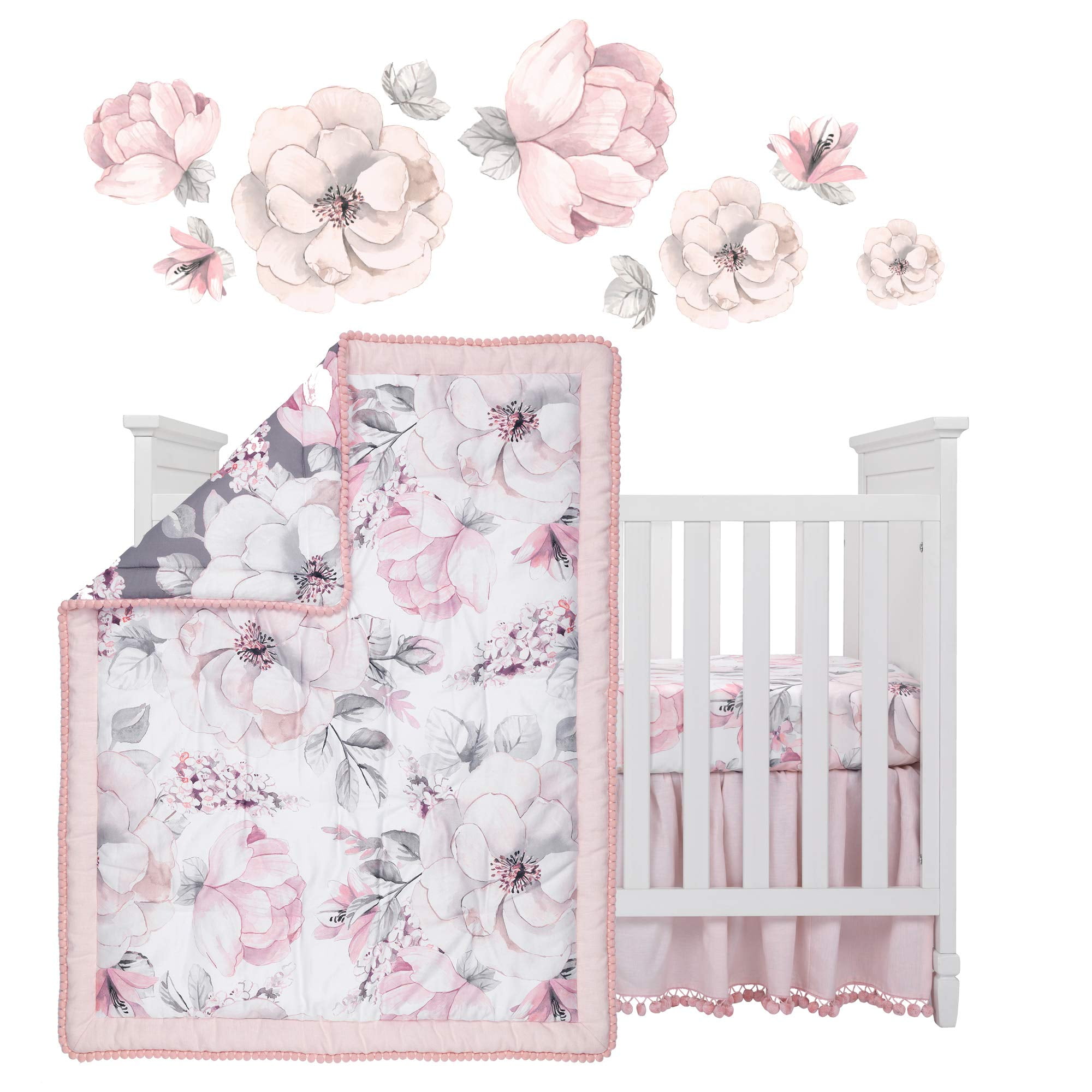Watercolor floral baby bedding sale