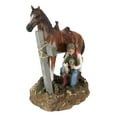 thumbnail image 3 of Rustic Western Cowboy By Brown Horse Praying At The Foot Of The Cross Figurine, 3 of 10