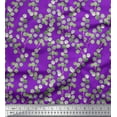 thumbnail image 1 of Soimoi Purple polyester Crepe Fabric Leaf Leaves Printed Craft Fabric by the Yard 52 Inch Wide, 1 of 3