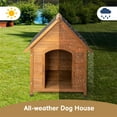 thumbnail image 6 of Pefilos 39" Outdoor Wood Dog House with Elevated Floor, Puppy Kennel Waterproof Pet Cat Shelter, Brown, 6 of 7