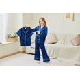 thumbnail image 4 of Aideaone Girls Boys Silk Pajamas Kids 3 Piece Satin PJs Set Button-Down Silky Nightwear Children Sleepwear for 5-12 Years, 4 of 8