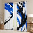 thumbnail image 2 of Manfei Abstract Brushstroke Blackout Curtains, Watercolor Art Curtains Pack of 2 (42x84 Each), Blue, Black and White, 2 of 6