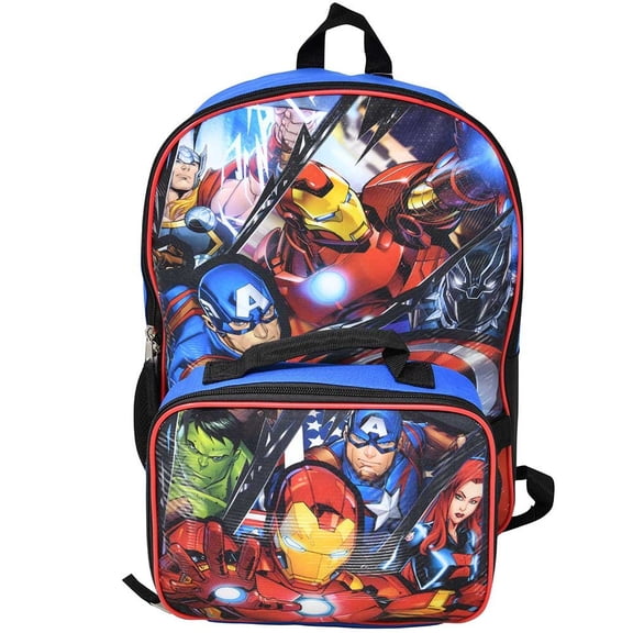 Marvel Iron Man 16" Shoulder Backpack for School with Rectangular Lunch Bag for Boys