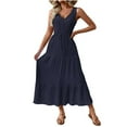 thumbnail image 2 of Aloohaidyvio Dresses for Women No Boundaries Women Summer Dresses V Neck Maxi Dress Tiered Silhouette with Flutter Sleeve Backless Elastic Waist Flowy Dress, 2 of 8