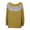 thumbnail image 4 of GEWSEY Womens Christmas Sweater Vintage Fair Isle Print Sweater Long Sleeve Oversized Fair Isle Crewneck Knit Sweaters (Yellow, L), 4 of 9