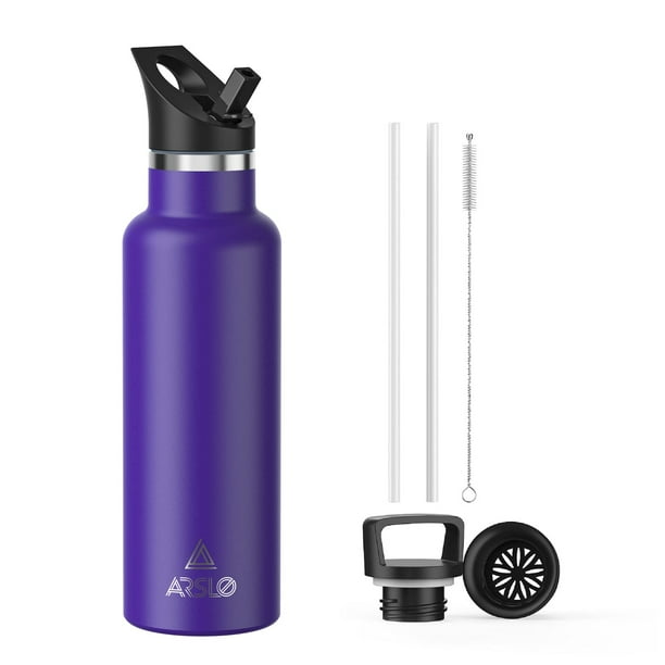 Arslo Botellas De Agua De Doble Pared De Acero Inoxidable Botella Aislada Al Vacío De 25 Onzas Con Tapa De Paja La Botella De Agua Aislada Mantiene El Agua Fría Durante 24 Horas Caliente Durante 12 Ho