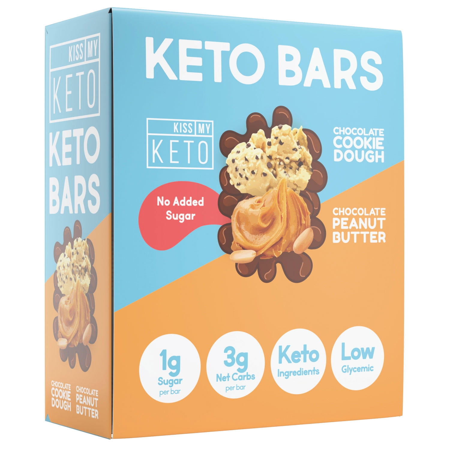 Kiss My Keto Bars, Low Carb and Sugar Keto Snack Bars, Variety Pack (12