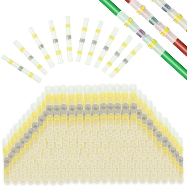 Cateissary 100x amarillo amplia gama de usos conectores aislados a tope de soldadura conexiones versátiles y duraderas Electrónica miscelánea amarillo