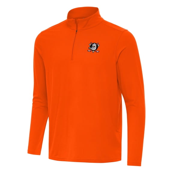 Men's Antigua Orange Anaheim Ducks Intent Quarter-Zip Top