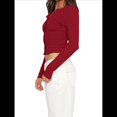 thumbnail image 2 of Suéter Corto de Punto con Botones y Larga Y2K para Mujer, Abierto Al Frente, Cárdigan de Punto, Cuello en V, Otoño Vino Tinto L, 2 of 7