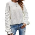 thumbnail image 1 of Womens Sweaters Pullover Oversized Deep V Neck Off Shoulder Tops Long Sleeves Loose Knit Sweater, 1 of 6