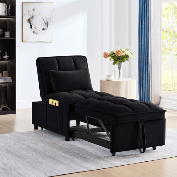 Convertible Chaise Lounge in Black - Modern Aesthetic for Home Decor