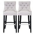 thumbnail image 3 of WestinTrends Hayes 29" Upholstered Wood Bar Stool with Tufted Back (Set of 2), Black/Light Gray, 3 of 10