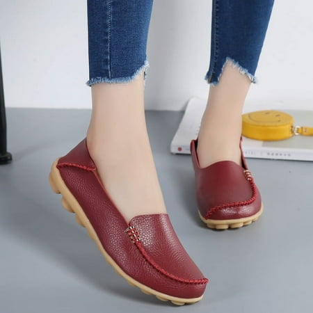 DUOYANGJIASHA Women s Comfortable Loafers Casual Round Toe Moccasins Wild Driving Flats Soft Walking Shoes Women Slip On-38