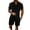 Black, variant on sunsanly 2Pcs/Set Men Casual Outfit Lapel Short Sleeve Single Breasted Shirt Elastic Drawstring Waist Wide Leg Shorts Set Solid Color Loose Fit Outfit
