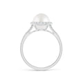 thumbnail image 2 of Angara South Sea Cultured Pearl Split Shank Ring with Halo in 14K White Gold for Women | June Birthstone Jewelry for Her, 2 of 8