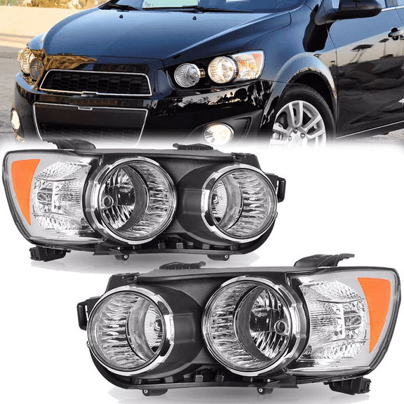 Titans Motors Chrome Bezel Headlights for 2012–2016 Chevy Sonic Headlight Assembly Pair