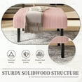 thumbnail image 3 of Lisonu Square Ottoman Footstool, Padded Corduroy Footrest with Wood Frame, Small Accent Seat for Living Room and Bedroom, Pink, 3 of 9