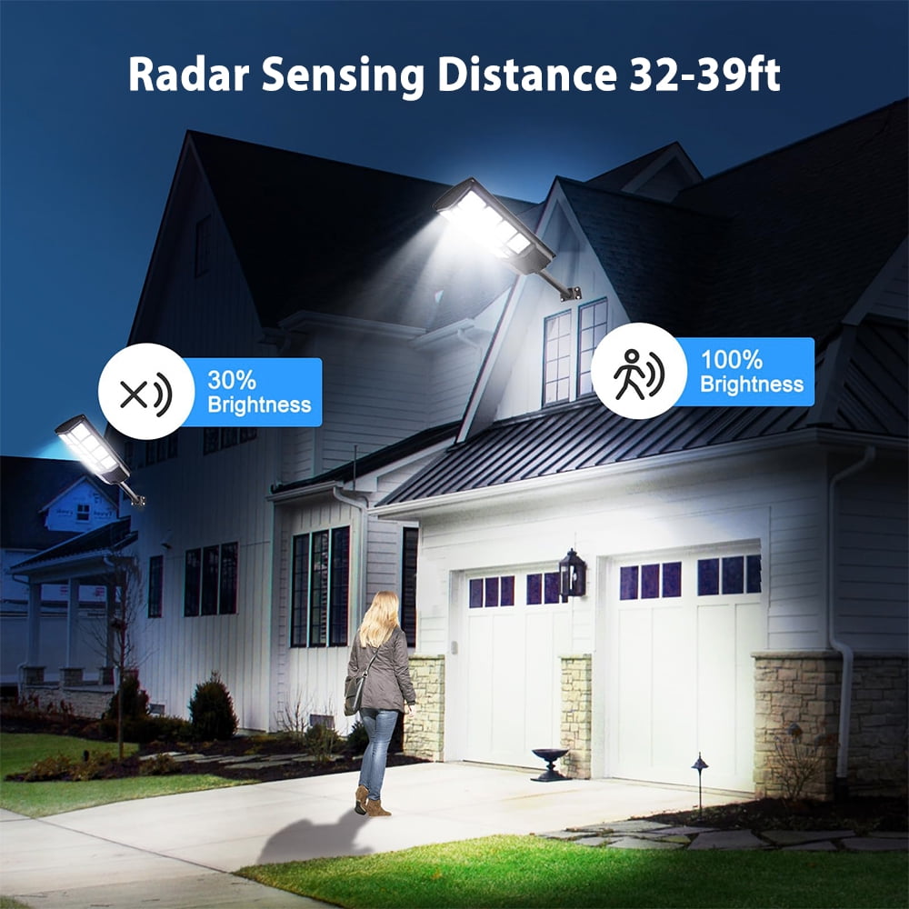 Litom Outdoor Waterproof Solar Street Light with Remote Control, 6500K 10000LM LED Solar Parking Lot Light Dusk to Dawn, Wide Angle Motion Sensor, and Suitable for Area Lighting Courtyard.
