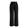 thumbnail image 4 of VEKDONE Dress Pants for Women Dressy Button Zipper Business Work Suit Pants Casual High Waisted Pleated Straight Trousers Solid Color Office Long Pants with Pockets Black L, 4 of 6