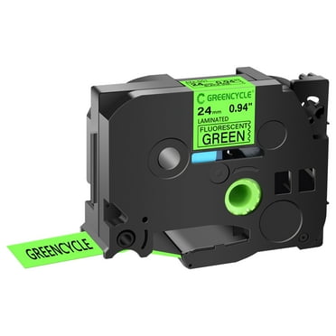 GREENCYCLE 1PK Compatible for Brother P-touch TZe-D51 TZ-D51 24mm 1'' Black on Fluorescent Green Laminated Label Tapes