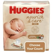 Huggies Nourish & Care Shea Baby Wipes, 3 Flip-Top Packs (168 Total Wipes)