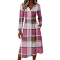 thumbnail image 4 of Women's Fall Boho Floral Print V-Neck Dress Plus Size Flowy Casual V Neck Wrap Dress Casual Vacation Dress Trendy Lightweight Breathable Dress, 4 of 6