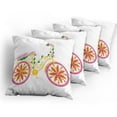 thumbnail image 5 of Ambesonne Cartoon Throw Pillow Cover 4 Pack, Pink Bike Floral Ornament, 18", Pink Yellow, 5 of 7