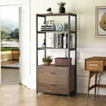thumbnail image 2 of Tribesigns Vintage Bookshelf, Rustic Etagere Bookcase with Drawers, 2 of 7