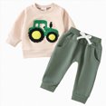 thumbnail image 3 of Xudanell 3 6 12 18 24 Month 2T 3T Boy Clothes Cartoon Trucks Tractor Embroidery Sweatshirt Pocket Trousers Baby Boy Fall Outfits, 3 of 7