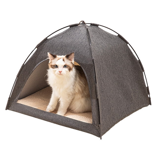 Tienda de campaña para gatos, gran espacio, transpirable, cómoda y lavable, para todas las estaciones, talla S, gris