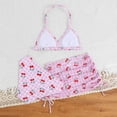 thumbnail image 6 of HAYIMI Child Summer Girls Bikini Swimwear Cute Cherry Print Two Piece With Rash Guard Top And Bottom Birthday Kids Beach Bathing Suit, 6 of 9